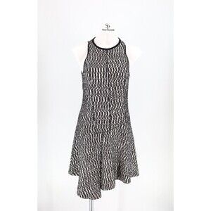 Derek Lam 10 Crosby Size 4 Asymmetrical Boucle Black White Woven Mini Dress